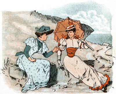 Two Ladies on a Beach by Anonymous